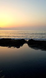 Scenic view of sea against sky at sunset