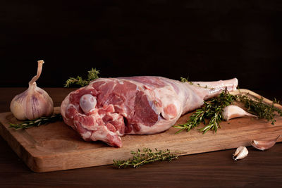 Close-up of food on cutting board