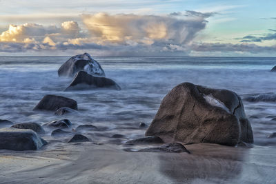 Scenic view of sea against sky during sunset