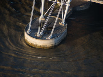 High angle view of sailboat on table