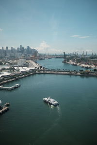 Aerial view of townscape against sky