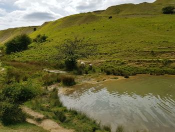 Pond between hills