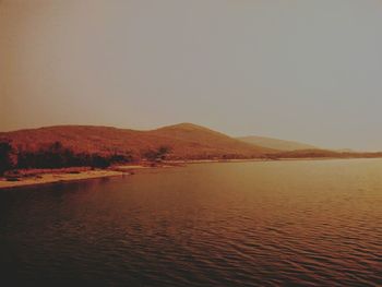 Scenic view of lake against clear sky