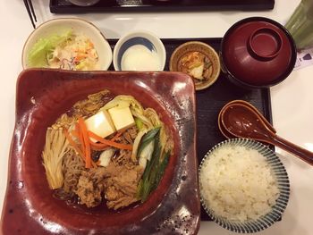 High angle view of food in bowl