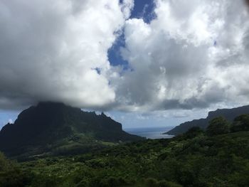 Scenic view of landscape against cloudy sky