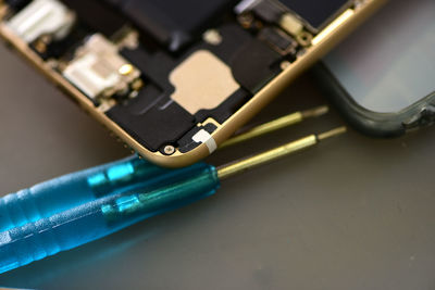 Close-up of computer keyboard on table