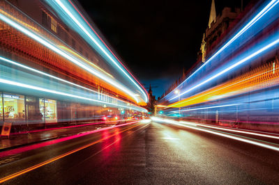 Blurred motion of bridge at night