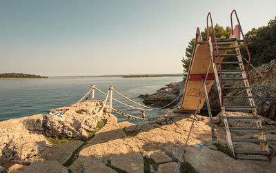 Scenic view of sea against clear sky