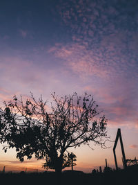 Low angle view of silhouette tree against sky during sunset