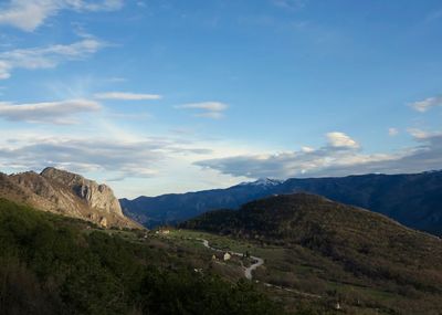 Scenic view of mountains against sky