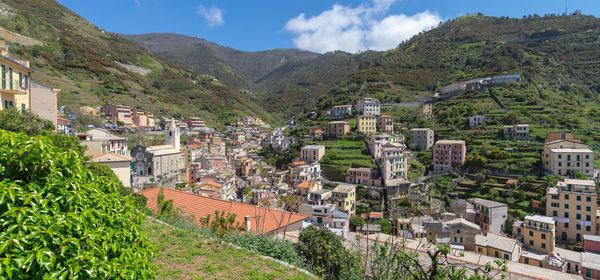 High angle view of townscape against sky