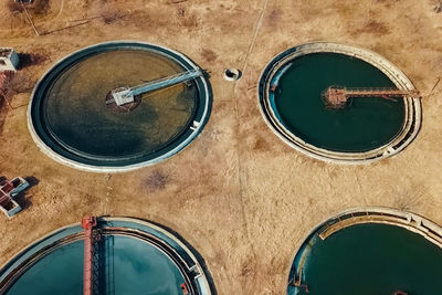 High angle view of bicycle wheel