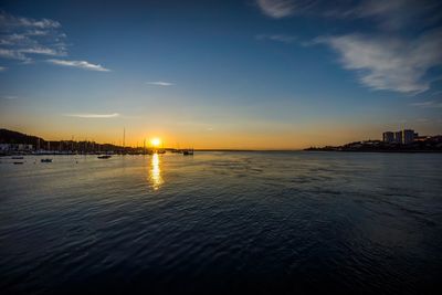 Scenic view of sea at sunset