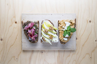 High angle view of food on table