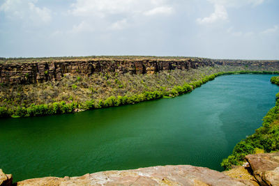 Scenic view of land against sky