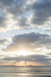 Scenic view of sea against cloudy sky