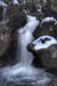 Scenic view of waterfall in forest