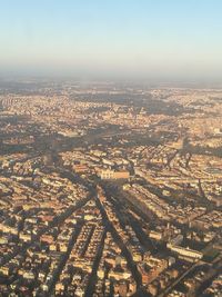 High angle view of townscape against clear sky