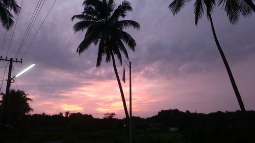 Silhouette of palm trees against sky at sunset