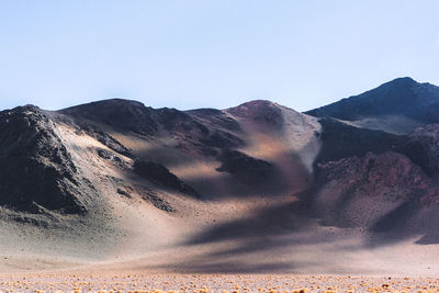 Scenic view of arid landscape against clear sky