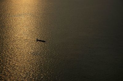 High angle view of boat in sea