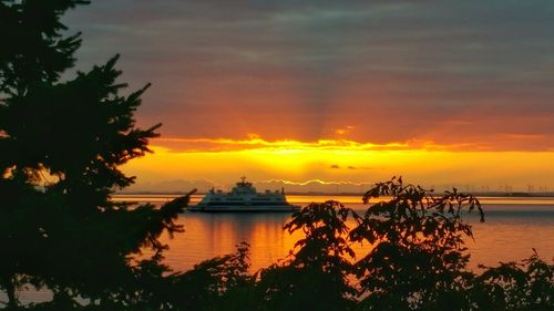 Scenic view of sunset over sea