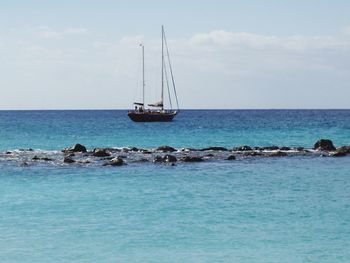 Ship sailing on sea