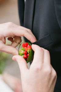 Close-up of hand holding fruits