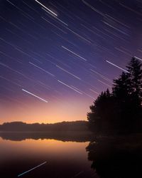 Scenic view of silhouette trees against sky at night