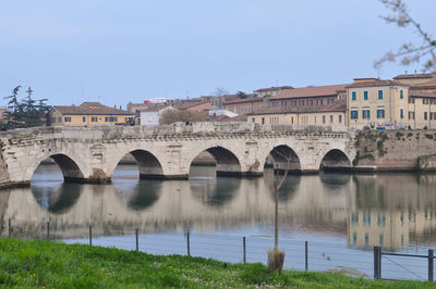 Bridge over river against clear sky