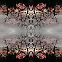 Low angle view of bare tree against cloudy sky