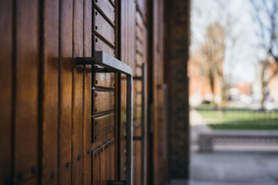 Close-up of open door