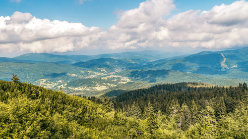 A panoramic view to beskid zywiecki mountain range, poland