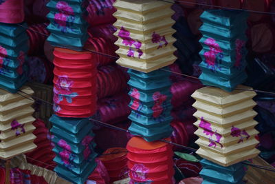 Full frame shot of multi colored market stall