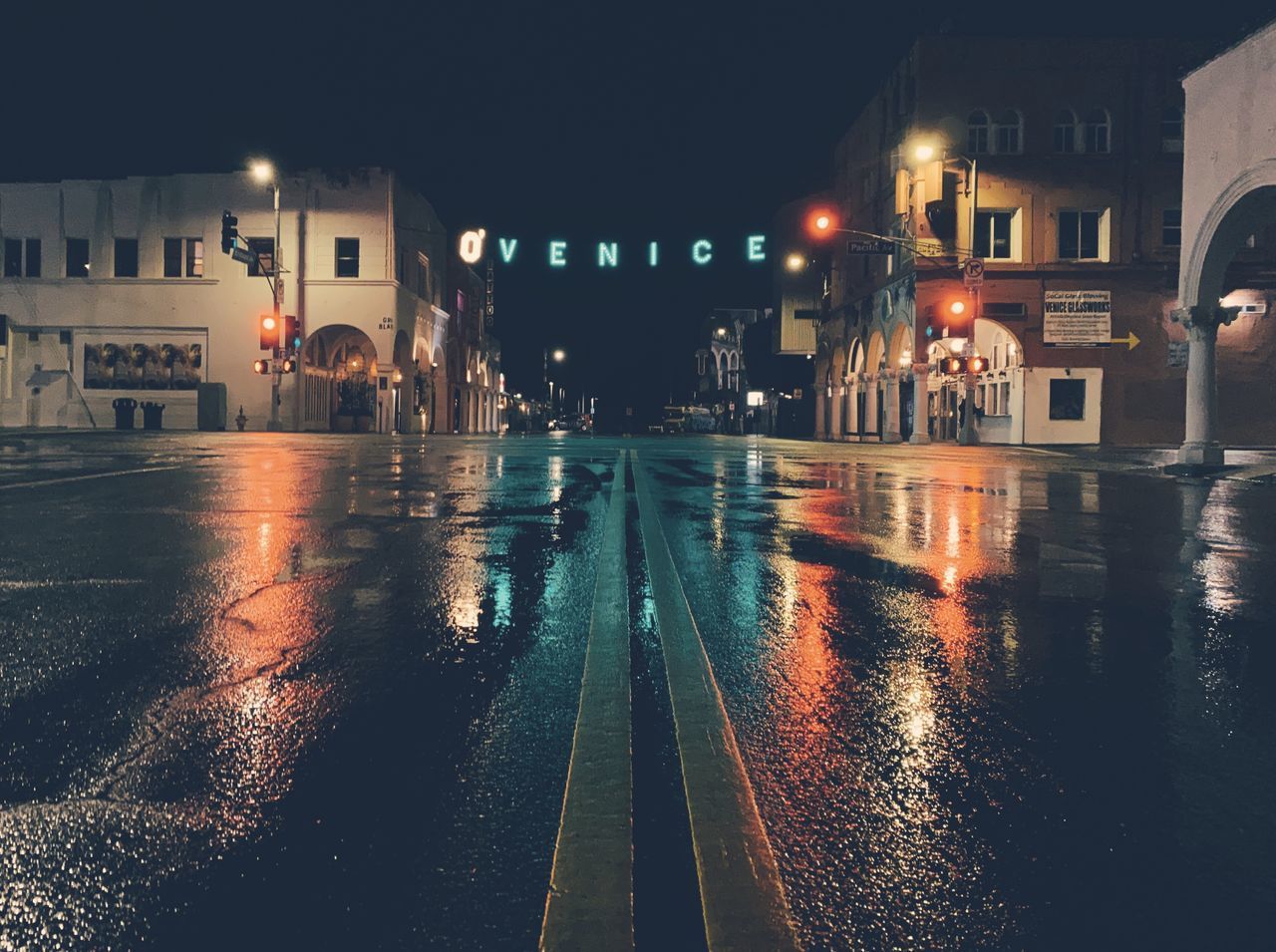 VIEW OF WET CITY STREET DURING MONSOON