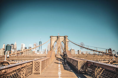 Bridge against clear blue sky