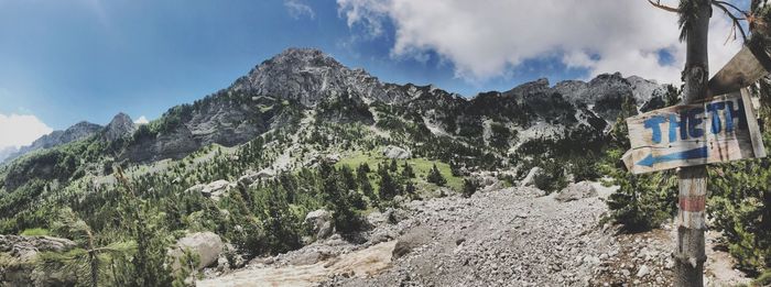 Panoramic view of rocky mountains against sky