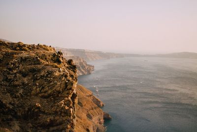 Scenic view of sea against clear sky