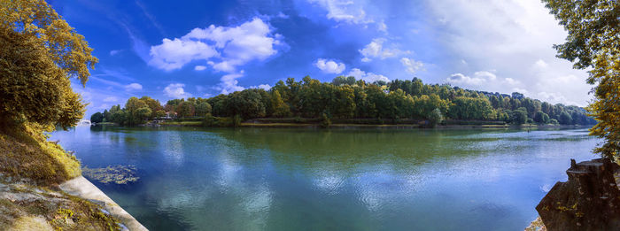 Panoramic view of lake against sky