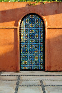 Closed door of old building