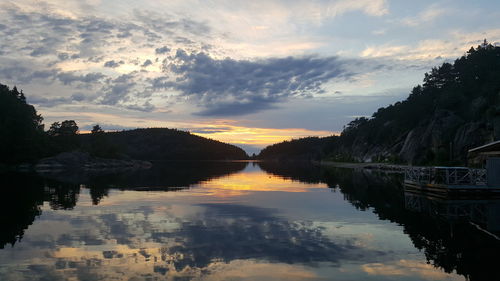 Scenic view of sea at sunset