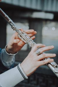 Close-up of hands of musician