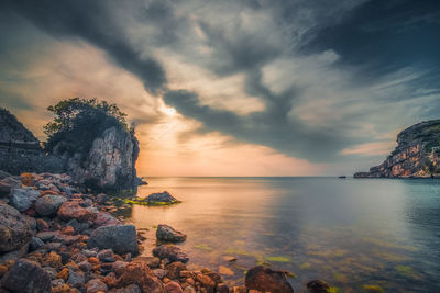 Scenic view of sea against sky during sunset