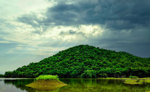 Scenic view of lake against sky