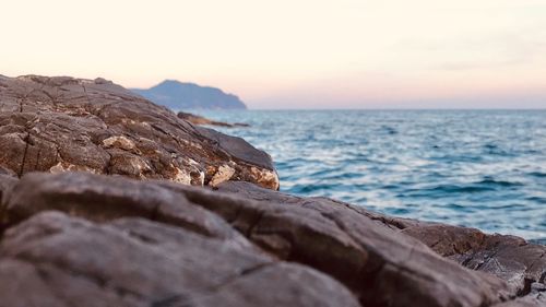 Scenic view of sea against sky during sunset