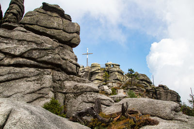 Low angle view of rock formation