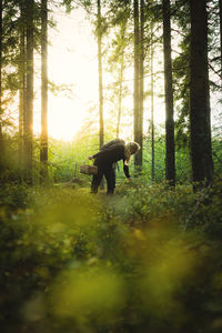 Man standing in forest