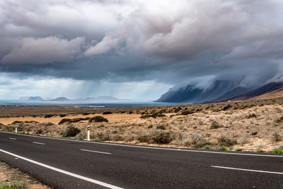 Road by landscape against sky