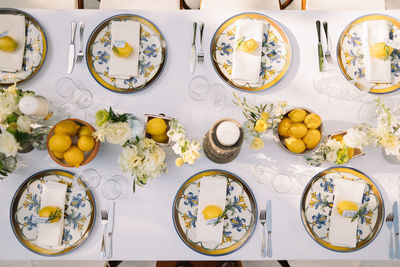 Directly above shot of fruits on table