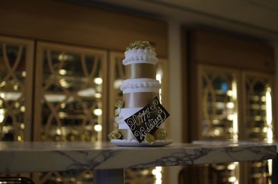 Wedding cake on table